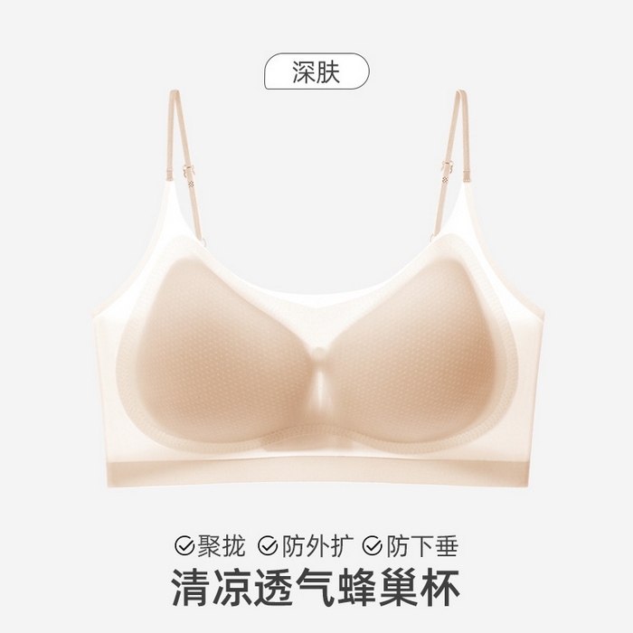 91家纺网 家纺一手货源 找家纺 良品汇馆 2025新款日式无印轻薄超薄文胸内衣良品冰丝排扣超薄胸罩女无痕背心式小胸聚拢夏季 冰丝排扣超薄-白色