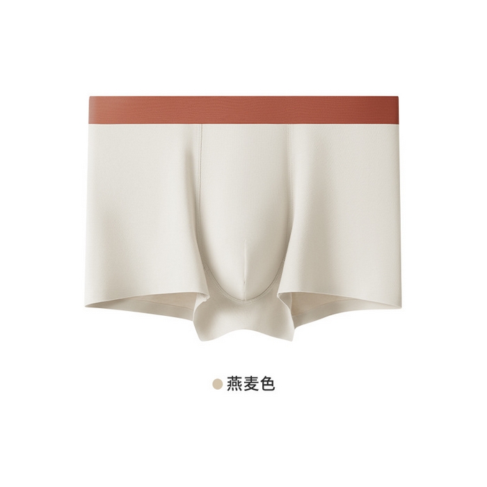 良品汇馆 2025新款日式无印50支新疆长绒棉全棉纯棉男士内裤良品中腰无痕男平角内裤裤头 燕麦色-燕麦色