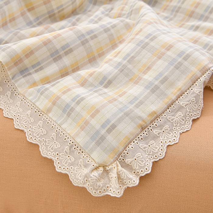 91家纺网 家纺一手货源 找家纺 绘萱家居 2025新款100%全棉双层纱花边床裙款夏被四件套