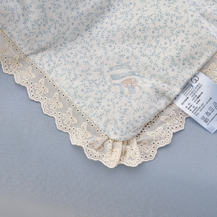 91家纺网 家纺一手货源 找家纺 绘萱家居 2025新款100%全棉双层纱花边床裙款夏被四件套