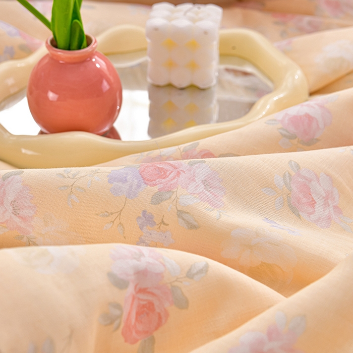 91家纺网 家纺一手货源 找家纺 绘萱家居 2025新款100%全棉双层纱花边床裙款夏被四件套