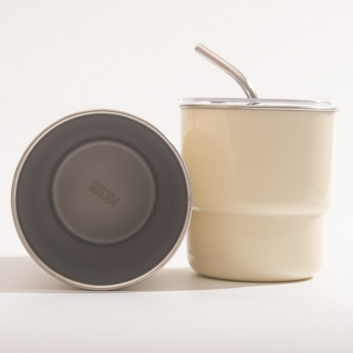 91家纺网 家纺一手货源 找家纺 良品汇馆 2025新款日式无印随手吸管杯良品纯色咖啡吸管水杯漱口杯子不锈钢内胆带盖喝水 米色 450ML-小号