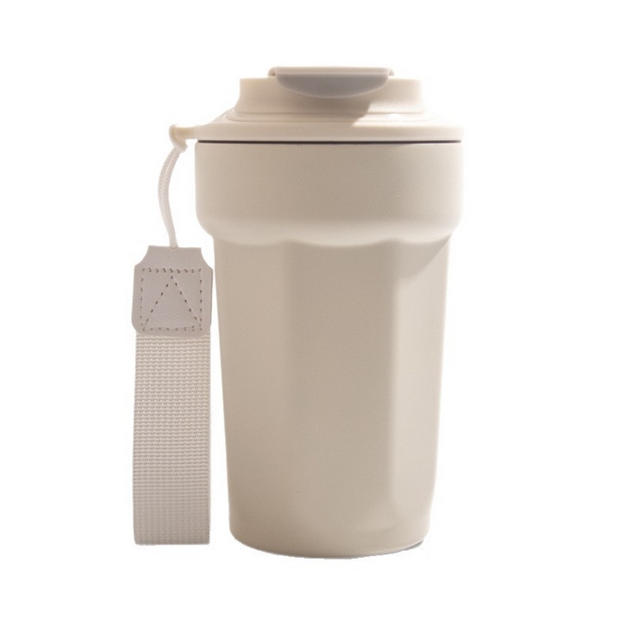 91家纺网 家纺一手货源 找家纺 良品汇馆 2025新款日式无印双层咖啡杯良品不锈钢保温杯提绳运动休闲杯子双层真空杯 菱形杯-粉色 450ML