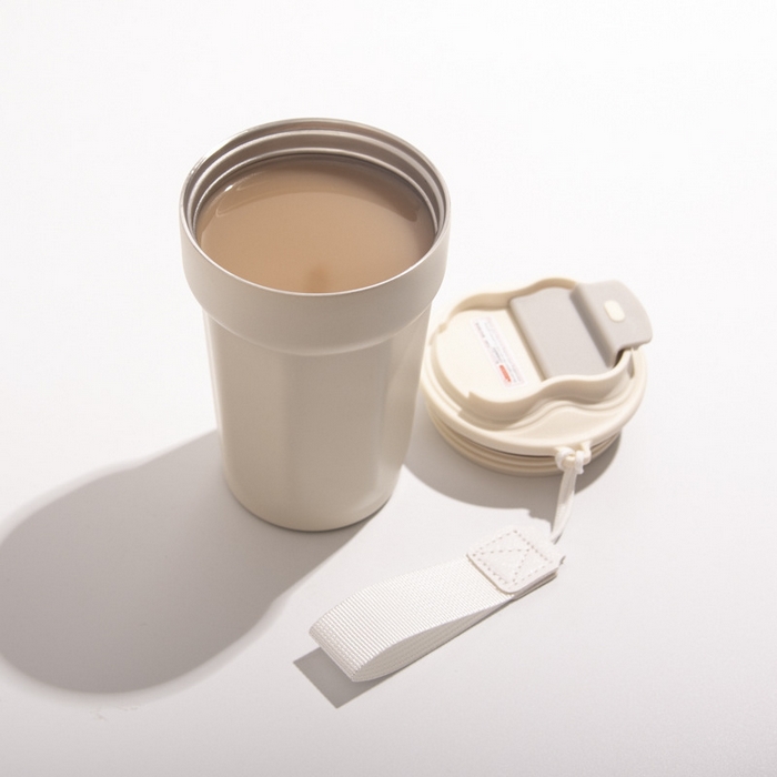 91家纺网 家纺一手货源 找家纺 良品汇馆 2025新款日式无印双层咖啡杯良品不锈钢保温杯提绳运动休闲杯子双层真空杯 组合图仅供参考 450ML