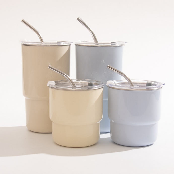 91家纺网 家纺一手货源 找家纺 良品汇馆 2025新款日式无印随手吸管杯良品纯色咖啡吸管水杯漱口杯子不锈钢内胆带盖喝水 米色 600ML-大号