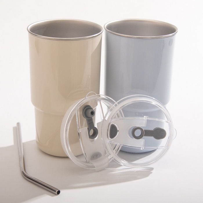 91家纺网 家纺一手货源 找家纺 良品汇馆 2025新款日式无印随手吸管杯良品纯色咖啡吸管水杯漱口杯子不锈钢内胆带盖喝水 组合图仅供参考 600ML-大号