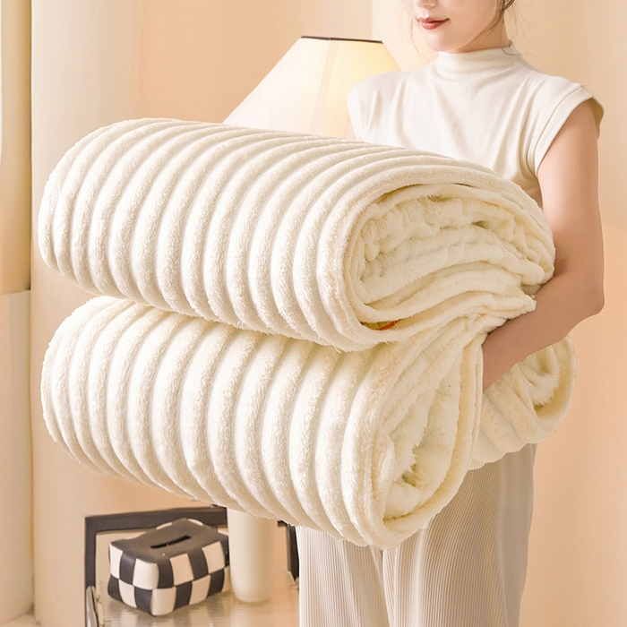 91家纺网 家纺一手货源 找家纺 合纵跨境工厂 2025新款兔毛绒法兰绒贝贝绒毛毯跨境外贸JIT一件代发TEMU亚马逊希音包过核价抽条毛毯 淡然米