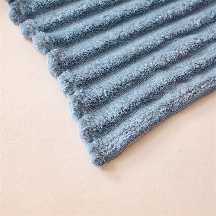 91家纺网 家纺一手货源 找家纺 合纵跨境工厂 2025新款兔毛绒法兰绒贝贝绒毛毯跨境外贸JIT一件代发TEMU亚马逊希音包过核价抽条毛毯 晴空蓝