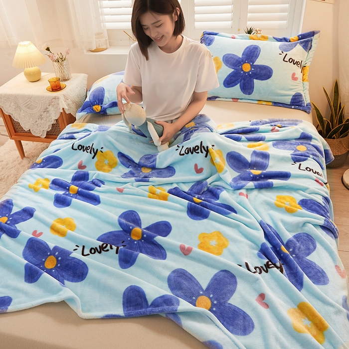 91家纺网 家纺一手货源 找家纺 合纵跨境工厂 2025新款印花牛奶绒毛毯法莱绒雪花绒贝贝绒双面绒毛毯跨境外贸JIT一件代发TEMU亚马逊希音包过核价印花毛毯 梦幻花田