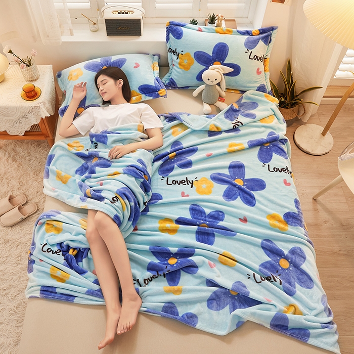 91家纺网 家纺一手货源 找家纺 合纵跨境工厂 2025新款印花牛奶绒毛毯法莱绒雪花绒贝贝绒双面绒毛毯跨境外贸JIT一件代发TEMU亚马逊希音包过核价印花毛毯 梦幻花田