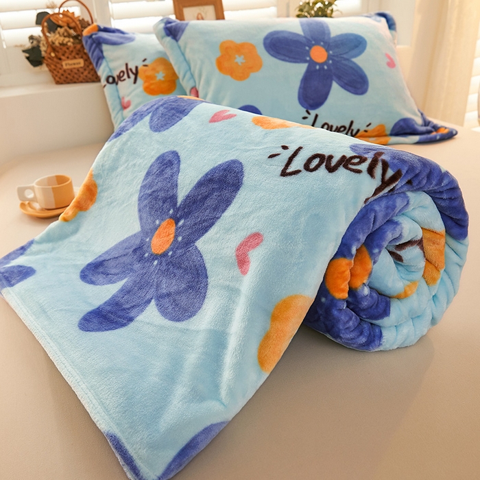 91家纺网 家纺一手货源 找家纺 合纵跨境工厂 2025新款印花牛奶绒毛毯法莱绒雪花绒贝贝绒双面绒毛毯跨境外贸JIT一件代发TEMU亚马逊希音包过核价印花毛毯 梦幻花田