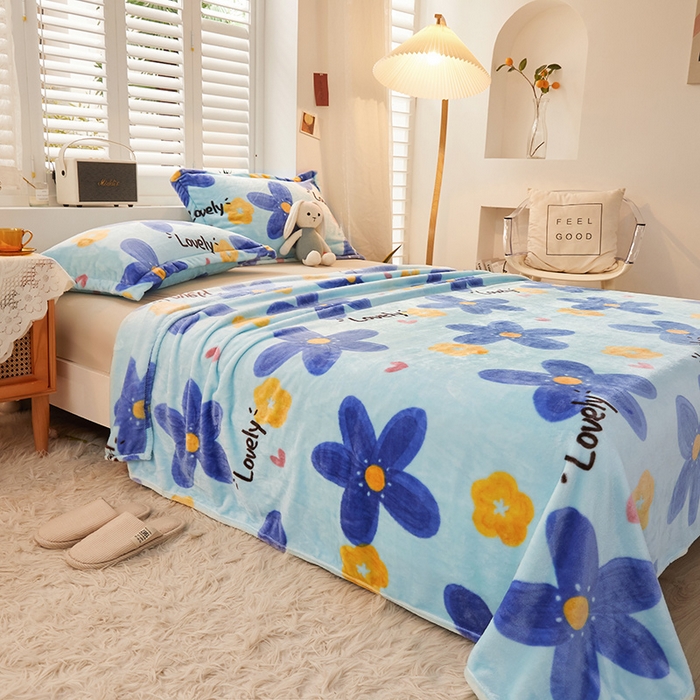 91家纺网 家纺一手货源 找家纺 合纵跨境工厂 2025新款印花牛奶绒毛毯法莱绒雪花绒贝贝绒双面绒毛毯跨境外贸JIT一件代发TEMU亚马逊希音包过核价印花毛毯 梦幻花田