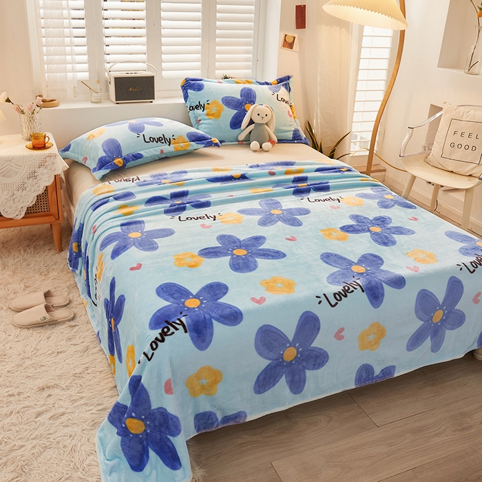 91家纺网 家纺一手货源 找家纺 合纵跨境工厂 2025新款印花牛奶绒毛毯法莱绒雪花绒贝贝绒双面绒毛毯跨境外贸JIT一件代发TEMU亚马逊希音包过核价印花毛毯 梦幻花田