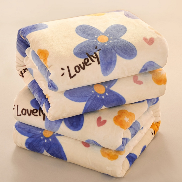 91家纺网 家纺一手货源 找家纺 合纵跨境工厂 2025新款印花牛奶绒毛毯法莱绒雪花绒贝贝绒双面绒毛毯跨境外贸JIT一件代发TEMU亚马逊希音包过核价印花毛毯 梦幻花田-白