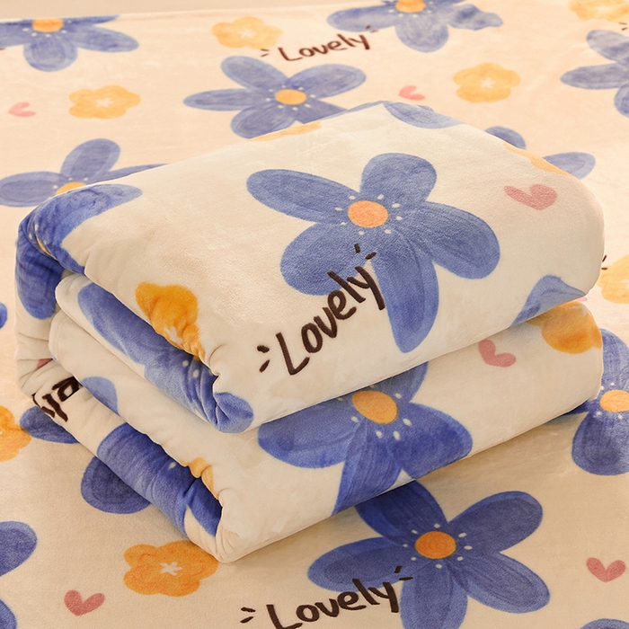 91家纺网 家纺一手货源 找家纺 合纵跨境工厂 2025新款印花牛奶绒毛毯法莱绒雪花绒贝贝绒双面绒毛毯跨境外贸JIT一件代发TEMU亚马逊希音包过核价印花毛毯 梦幻花田-白