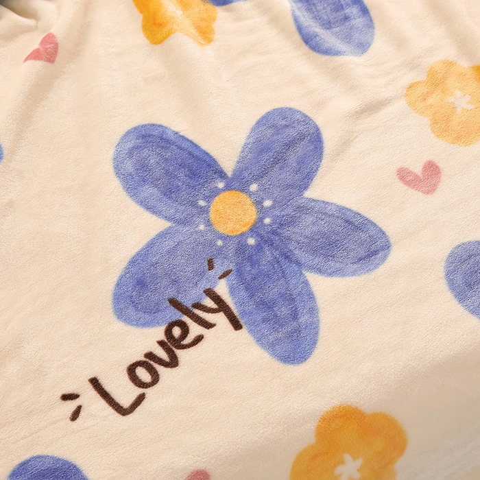 91家纺网 家纺一手货源 找家纺 合纵跨境工厂 2025新款印花牛奶绒毛毯法莱绒雪花绒贝贝绒双面绒毛毯跨境外贸JIT一件代发TEMU亚马逊希音包过核价印花毛毯 梦幻花田-白