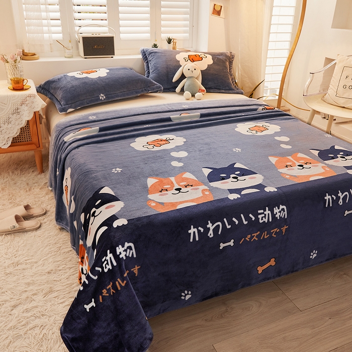 91家纺网 家纺一手货源 找家纺 合纵跨境工厂 2025新款印花牛奶绒毛毯法莱绒雪花绒贝贝绒双面绒毛毯跨境外贸JIT一件代发TEMU亚马逊希音包过核价印花毛毯 汪汪队