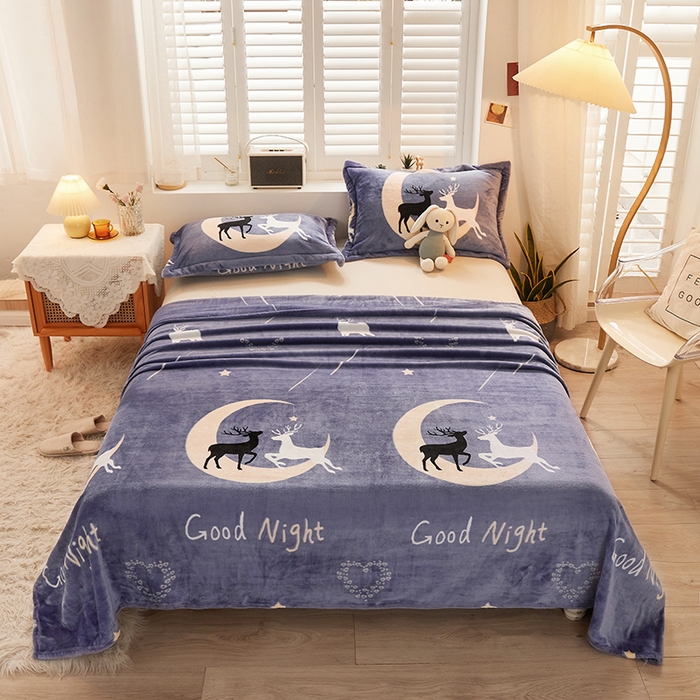 91家纺网 家纺一手货源 找家纺 合纵跨境工厂 2025新款印花牛奶绒毛毯法莱绒雪花绒贝贝绒双面绒毛毯跨境外贸JIT一件代发TEMU亚马逊希音包过核价印花毛毯 星空之鹿