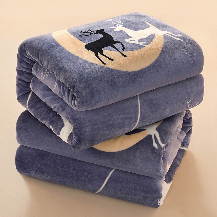 91家纺网 家纺一手货源 找家纺 合纵跨境工厂 2025新款印花牛奶绒毛毯法莱绒雪花绒贝贝绒双面绒毛毯跨境外贸JIT一件代发TEMU亚马逊希音包过核价印花毛毯 星空之鹿