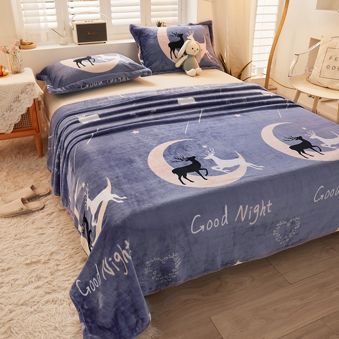 91家纺网 家纺一手货源 找家纺 合纵跨境工厂 2025新款印花牛奶绒毛毯法莱绒雪花绒贝贝绒双面绒毛毯跨境外贸JIT一件代发TEMU亚马逊希音包过核价印花毛毯 星空之鹿