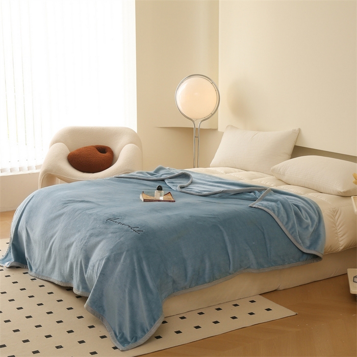 91家纺网 家纺一手货源 找家纺 合纵跨境工厂 2025新品绣花牛奶绒毛毯法莱绒雪花绒贝贝绒双面绒毛毯跨境外贸JIT一件代发TEMU亚马逊希音包过核价nice nice灰蓝