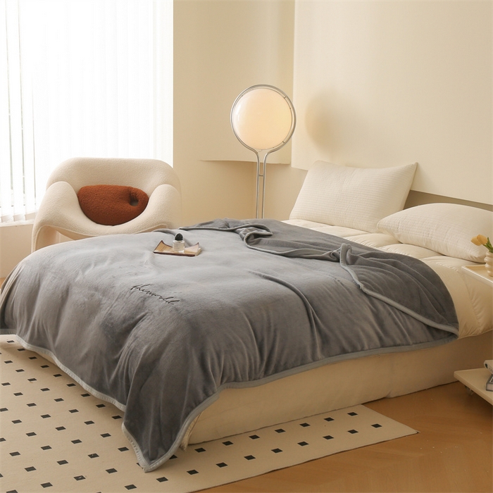 91家纺网 家纺一手货源 找家纺 合纵跨境工厂 2025新品绣花牛奶绒毛毯法莱绒雪花绒贝贝绒双面绒毛毯跨境外贸JIT一件代发TEMU亚马逊希音包过核价nice nice深灰