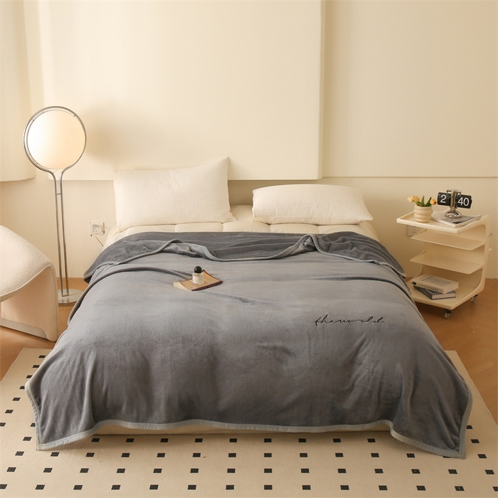 91家纺网 家纺一手货源 找家纺 合纵跨境工厂 2025新品绣花牛奶绒毛毯法莱绒雪花绒贝贝绒双面绒毛毯跨境外贸JIT一件代发TEMU亚马逊希音包过核价nice nice深灰