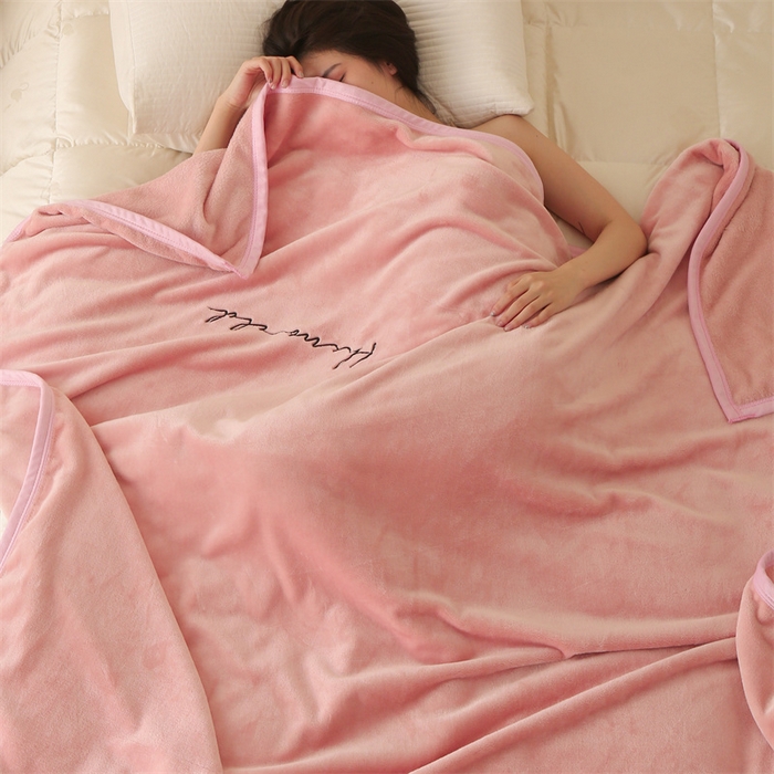 91家纺网 家纺一手货源 找家纺 合纵跨境工厂 2025新品绣花牛奶绒毛毯法莱绒雪花绒贝贝绒双面绒毛毯跨境外贸JIT一件代发TEMU亚马逊希音包过核价nice nice桃粉