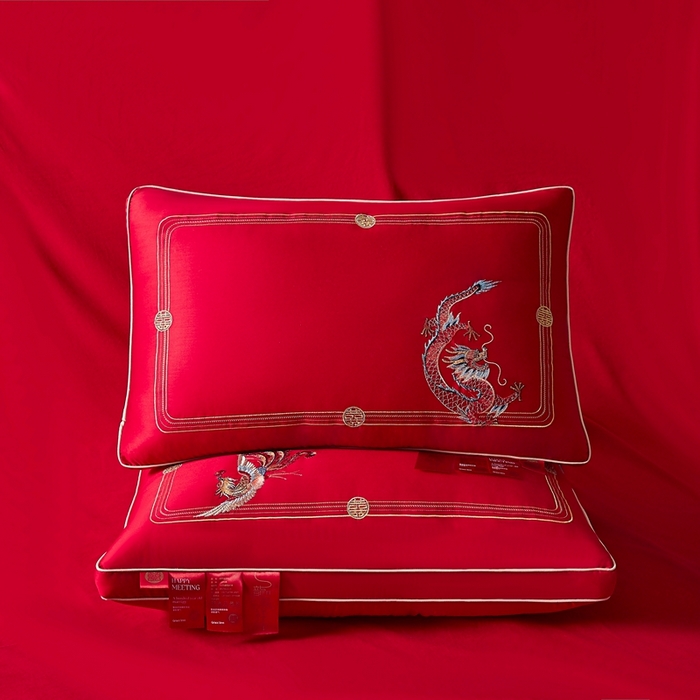 91家纺网 家纺一手货源 找家纺 （总）珍贝家纺 2025新款龙凤呈祥枕 枕头枕芯