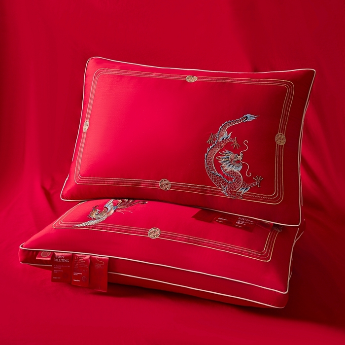 91家纺网 家纺一手货源 找家纺 （总）珍贝家纺 2025新款龙凤呈祥枕 枕头枕芯