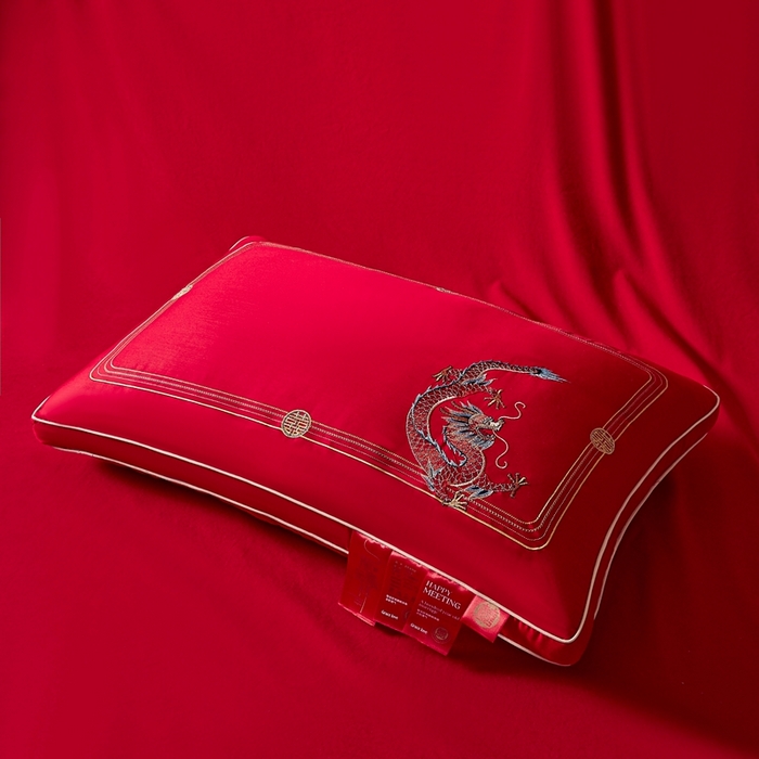 91家纺网 家纺一手货源 找家纺 （总）珍贝家纺 2025新款龙凤呈祥枕 枕头枕芯