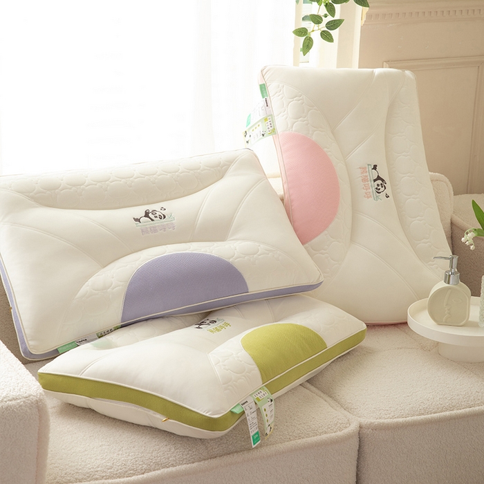 （总）珍贝家纺 2024新款A类凉感丝熊猫呼呼枕芯护颈枕头