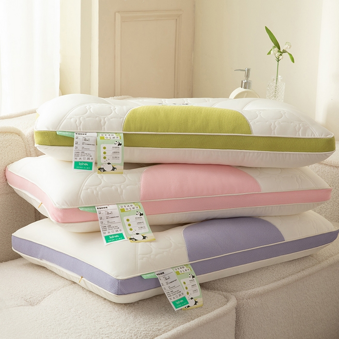 91家纺网 家纺一手货源 找家纺 （总）珍贝家纺 2024新款A类凉感丝熊猫呼呼枕芯护颈枕头