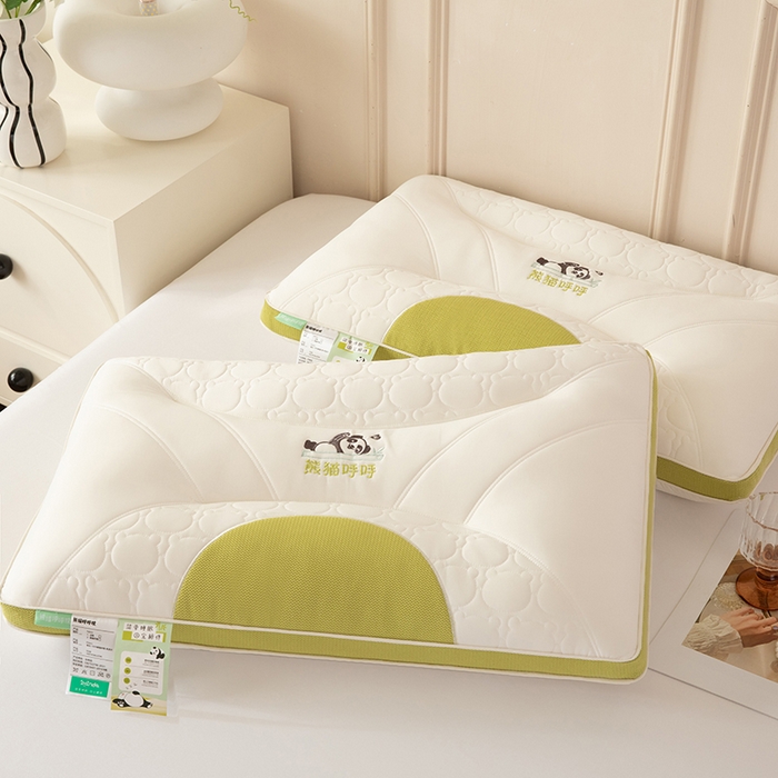 91家纺网 家纺一手货源 找家纺 （总）珍贝家纺 2024新款A类凉感丝熊猫呼呼枕芯护颈枕头