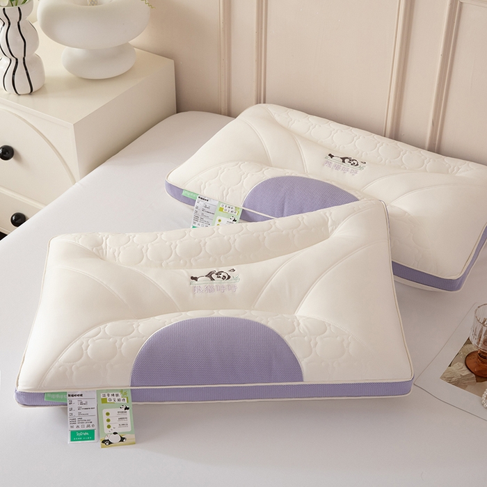 91家纺网 家纺一手货源 找家纺 （总）珍贝家纺 2024新款A类凉感丝熊猫呼呼枕芯护颈枕头