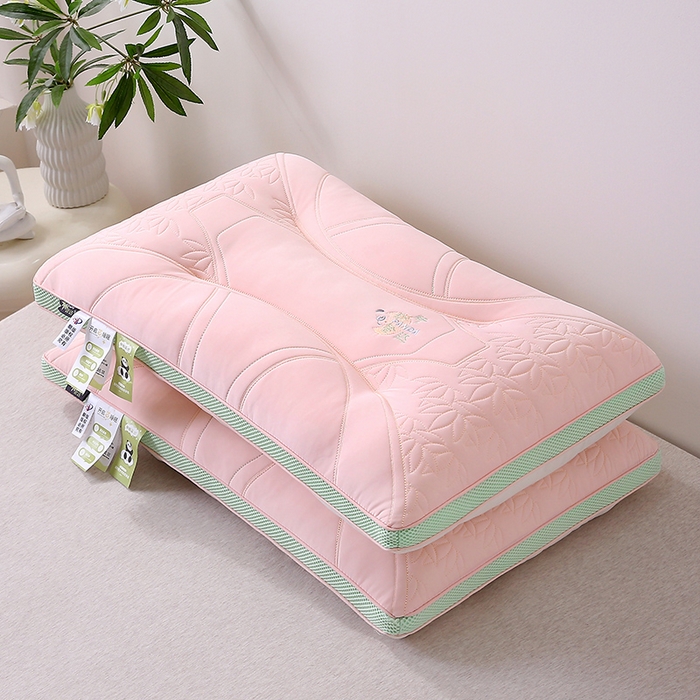 91家纺网 家纺一手货源 找家纺 珍贝家纺 2025新款A类凉感丝所盼皆达冰丝层枕头枕芯 所盼皆达冰丝层枕-粉色 48x74cm/只