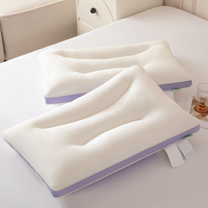 91家纺网 家纺一手货源 找家纺 珍贝家纺 2024新款A类凉感丝熊猫呼呼枕芯护颈枕头 熊猫呼呼-紫色 48x74cm/只