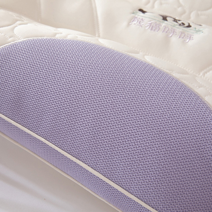 91家纺网 家纺一手货源 找家纺 珍贝家纺 2024新款A类凉感丝熊猫呼呼枕芯护颈枕头 熊猫呼呼-紫色 48x74cm/只