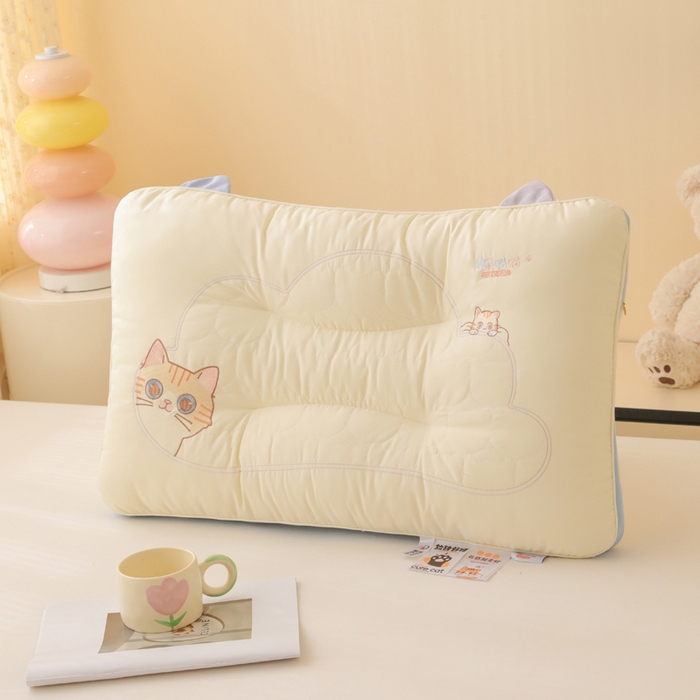 91家纺网 家纺一手货源 找家纺 珍贝家纺 2025新款立体卡通刺绣枕头枕芯-朵喵喵 朵喵喵-蓝色 48x74cm高枕/只