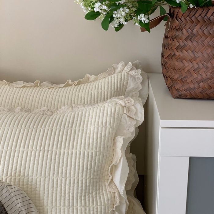 91家纺网 家纺一手货源 找家纺 汇庭 2025春夏新款美心床盖三件套系列 爱心奶白