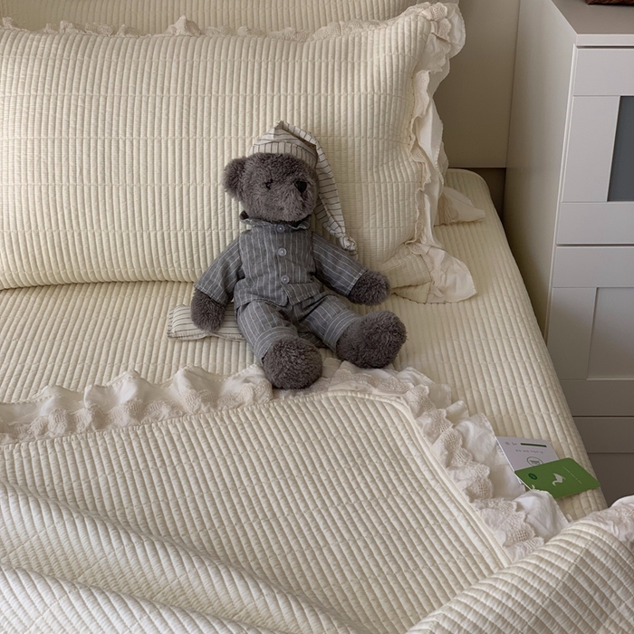 91家纺网 家纺一手货源 找家纺 汇庭 2025春夏新款美心床盖三件套系列 爱心奶白