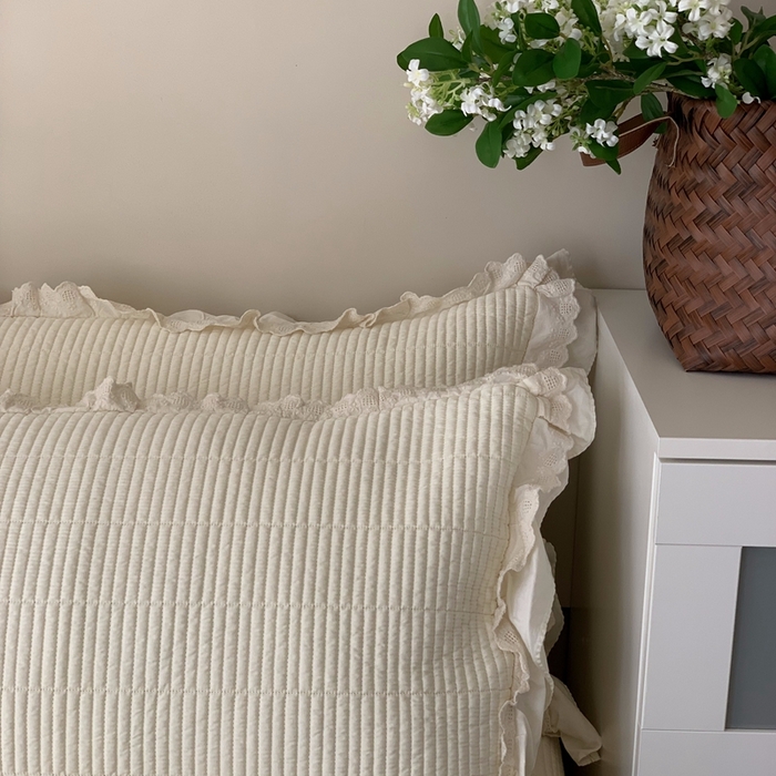 91家纺网 家纺一手货源 找家纺 汇庭 2025春夏新款美心床盖三件套系列 爱心奶白