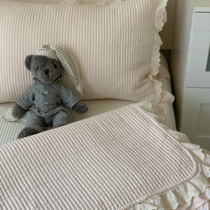 91家纺网 家纺一手货源 找家纺 汇庭 2025春夏新款美心床盖三件套系列 爱心杏粉