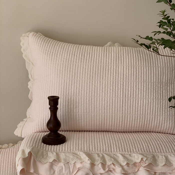 91家纺网 家纺一手货源 找家纺 汇庭 2025春夏新款美心床盖三件套系列 爱心杏粉