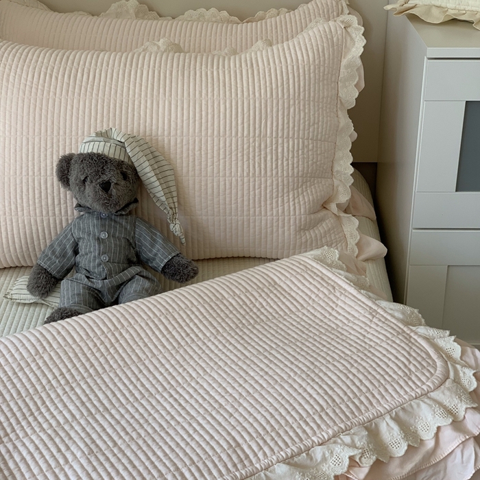 汇庭 2025春夏新款美心床盖三件套系列 爱心杏粉