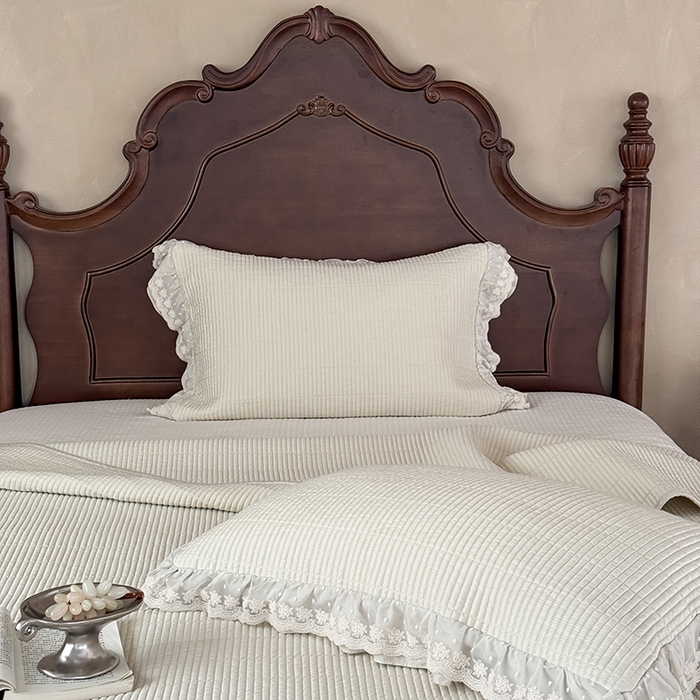 91家纺网 家纺一手货源 找家纺 汇庭 2025新款洛可可花边床盖三件套系列 洛可薄荷