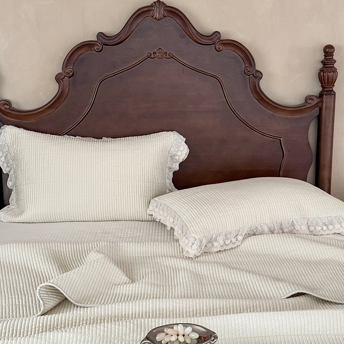 91家纺网 家纺一手货源 找家纺 汇庭 2025新款洛可可花边床盖三件套系列 洛可薄荷