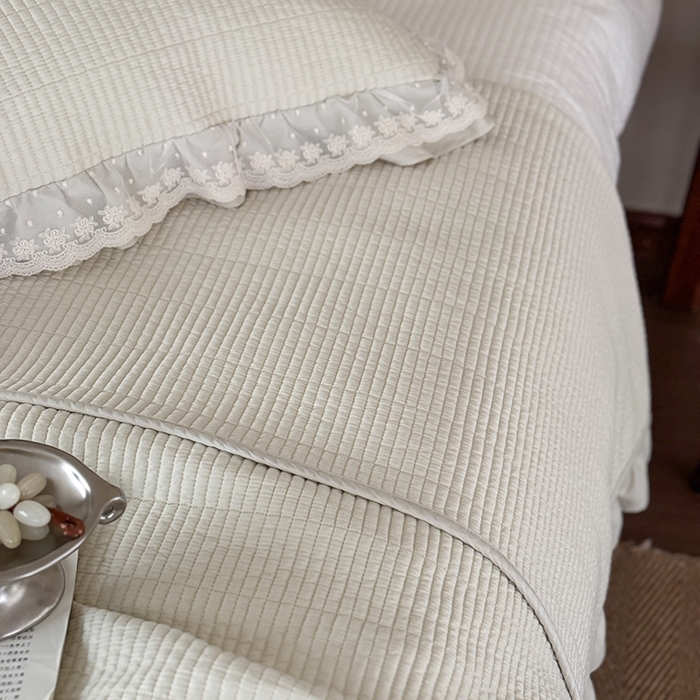 91家纺网 家纺一手货源 找家纺 汇庭 2025新款洛可可花边床盖三件套系列 洛可薄荷