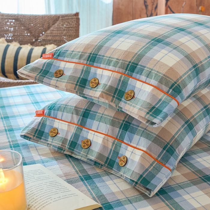 91家纺网 家纺一手货源 找家纺 （总）春皖家纺2025新款全棉密拷色织提花老粗布枕套