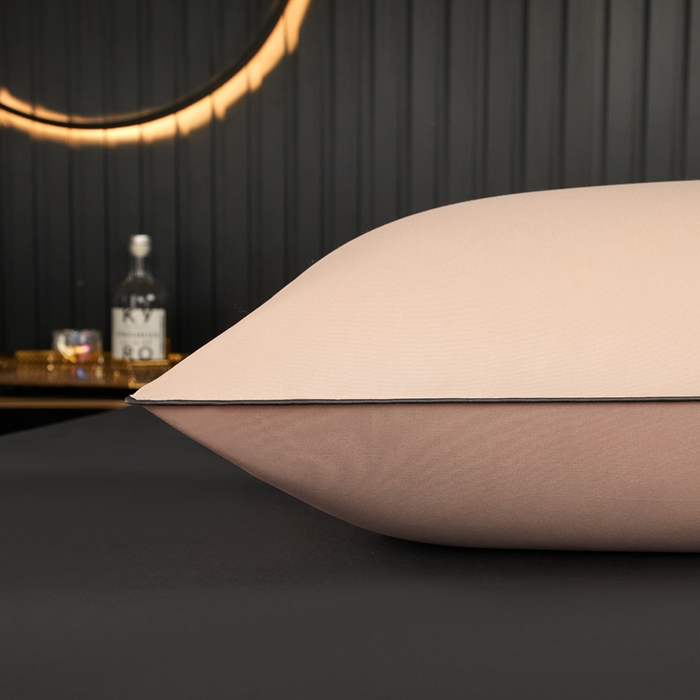 91家纺网 家纺一手货源 找家纺 合纵跨境工厂 2025新款纯色专版花型枕芯跨境外贸JIT一件代发TEMU亚马逊希音包过核价冰丝刺绣羽丝枕头 浅豆沙 单边48x74cm低枕